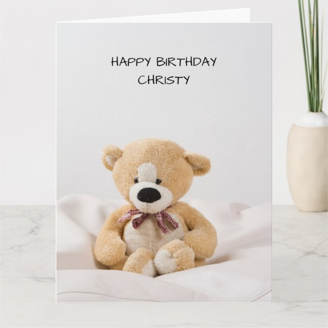 Carte d'anniversaire de l'ours en peluche mignonne (Devant)
