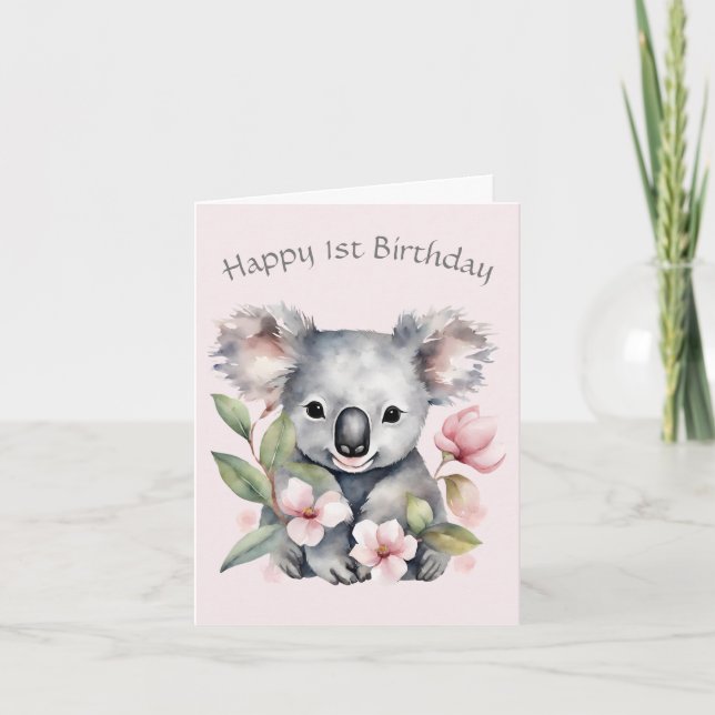 Carte d'anniversaire de l'ours Koala personnalisée (Devant)