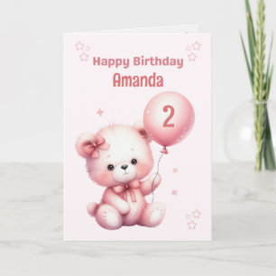 Carte d'anniversaire de l'ours rose personnalisée