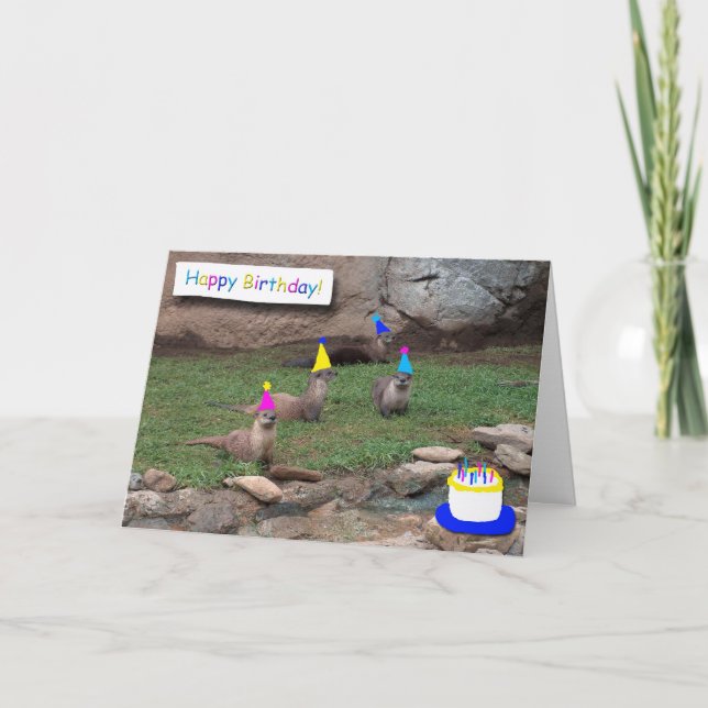 carte d'anniversaire de loutres de partie (Devant)
