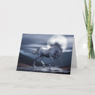 Carte d'anniversaire de lune de licorne