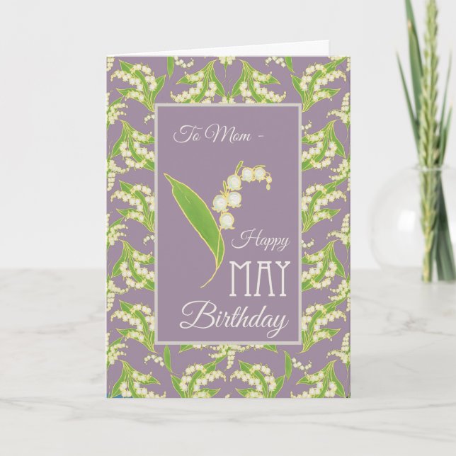 Carte d'anniversaire de mai Lily-of-the-Valley, Ma (Devant)