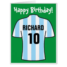 Carte d'anniversaire de maillot de football bleu c