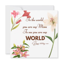 Carte d'anniversaire de maman avec fleur