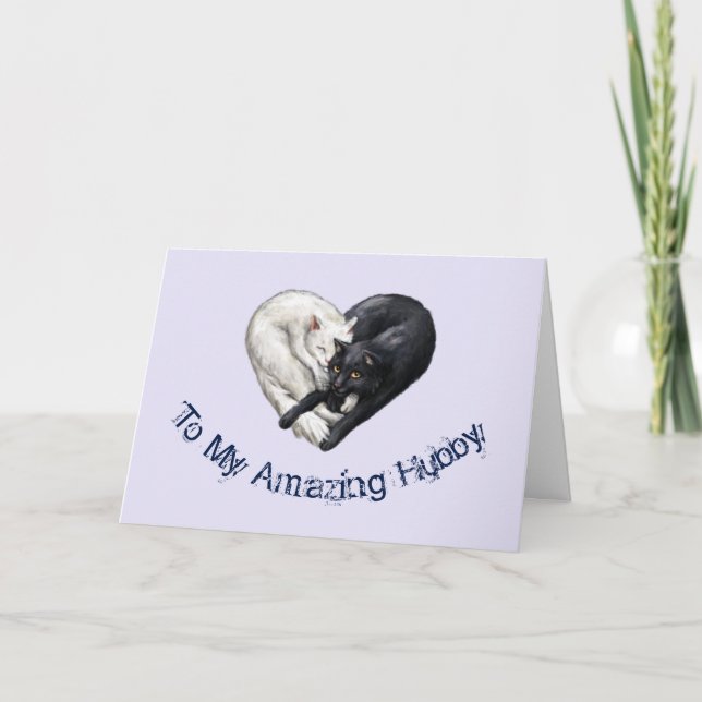 Carte d'anniversaire de mari de coeur de chat (Devant)