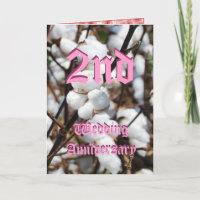 Carte d'anniversaire de mariage 2 ans - Coton