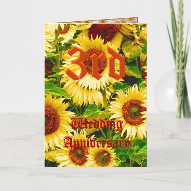 Carte d'anniversaire de mariage 3 ans - Tournesol (Devant)