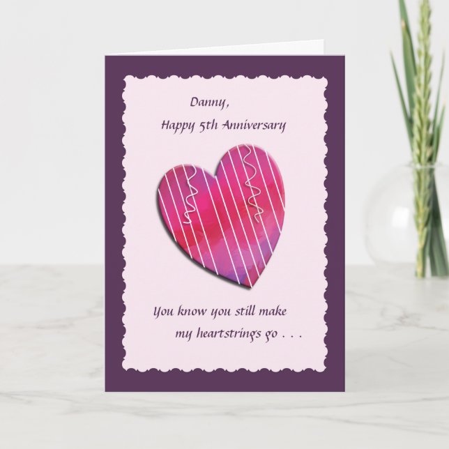 Carte d'anniversaire de mariage 5 ans Heartstrings (Devant)