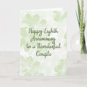 Carte d'anniversaire de mariage 8 ans Fleurs Verte