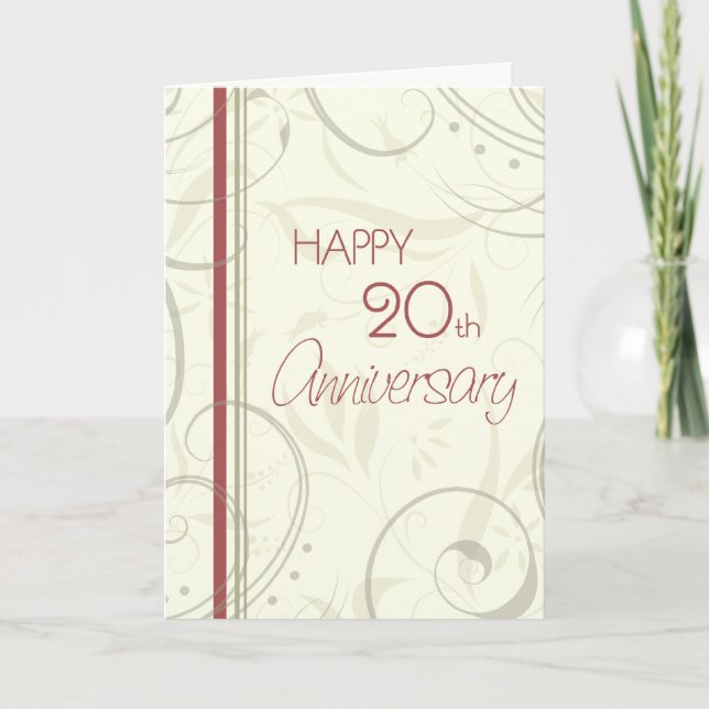 Carte d'anniversaire de mariage beige tourbillons  (Devant)