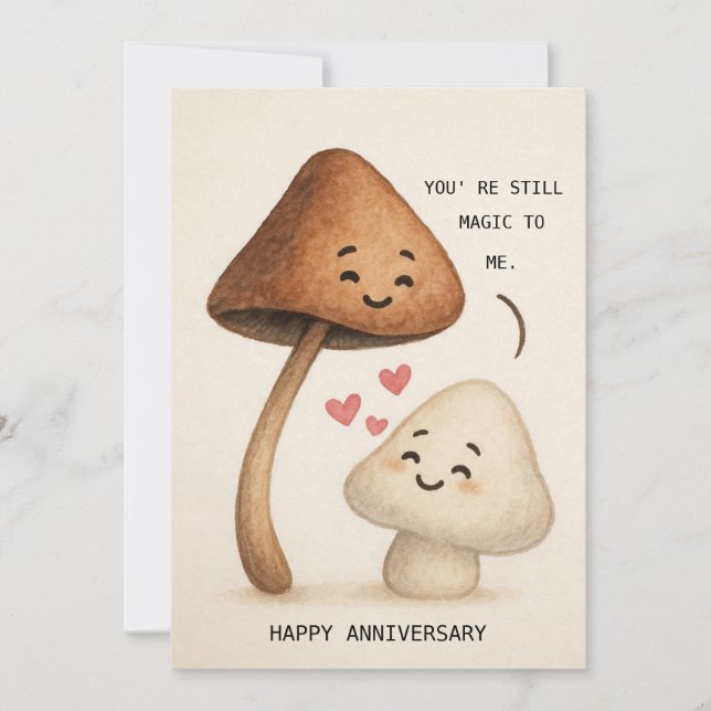 Carte d'anniversaire de mariage champignon mignon (Devant)