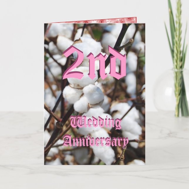 Carte d'anniversaire de mariage de 2 ans - Coton (Devant)