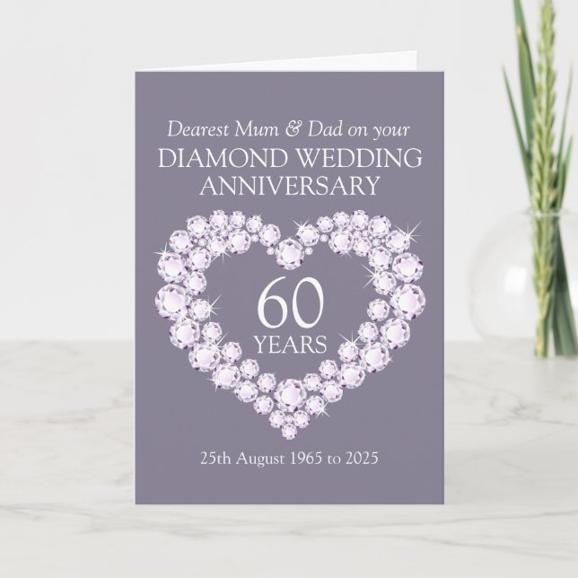 Carte d'anniversaire de mariage de diamant pour ma (Devant)