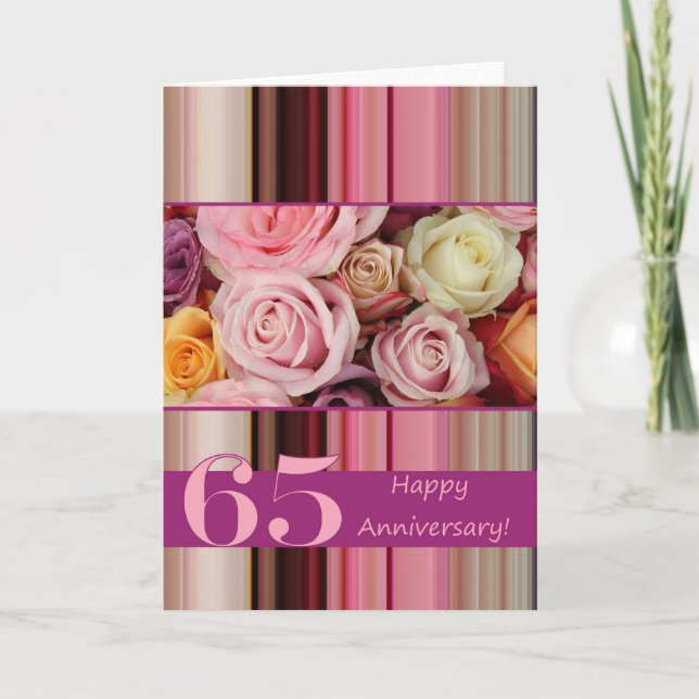 Carte d'anniversaire de mariage - Rayure de roses  (Devant)