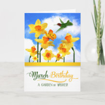 Carte d'anniversaire de mars des colibris et des j