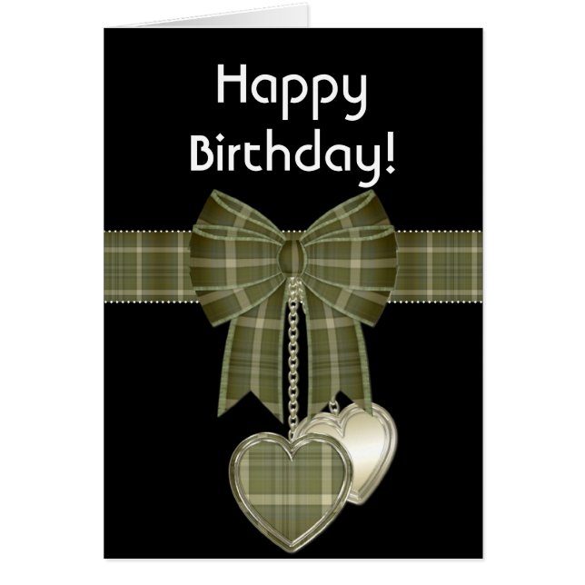 Carte d'anniversaire de mars joyeuse à Green Plaid (Devant)