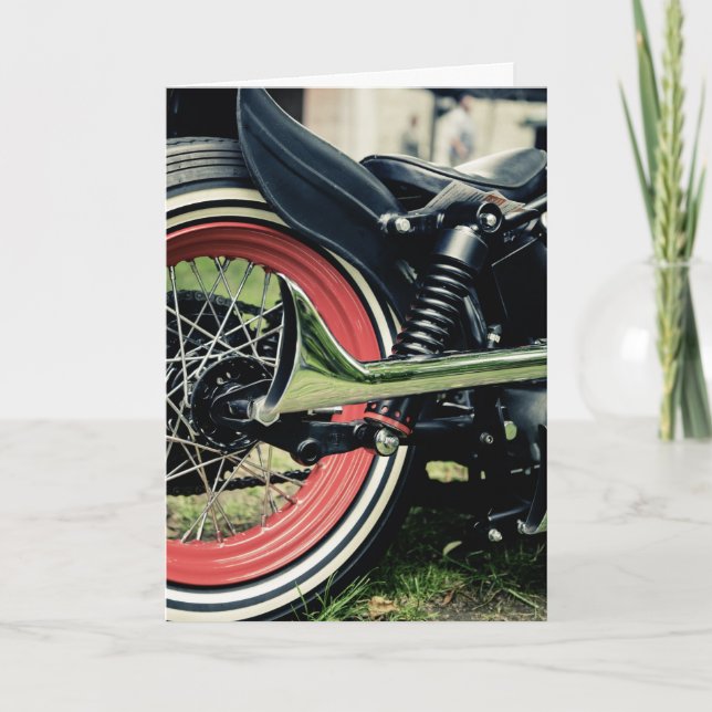 Carte d'anniversaire de moto Bobber Harley (Devant)