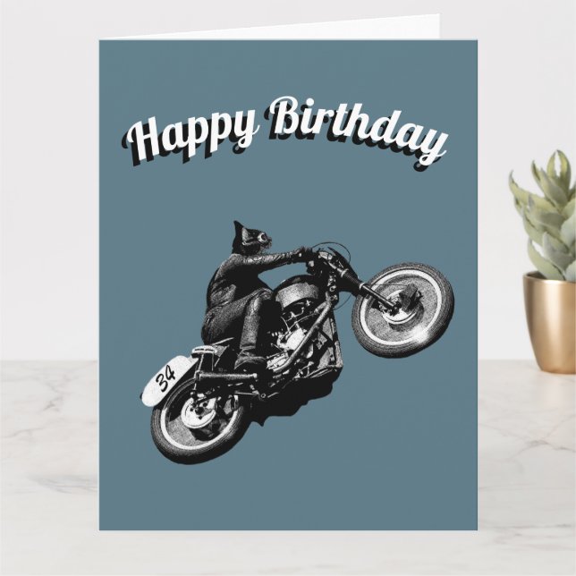 Carte d'anniversaire de motocycliste (Petite plante)