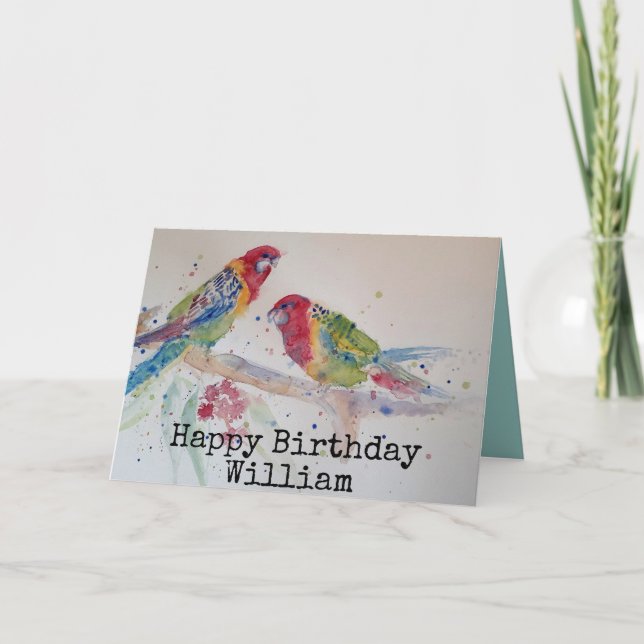 Carte d'anniversaire de naissance de deux Rosella  (Devant)