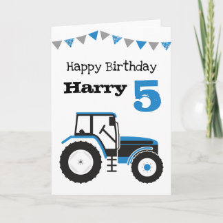 Carte d'anniversaire de naissance du Tracteur bleu