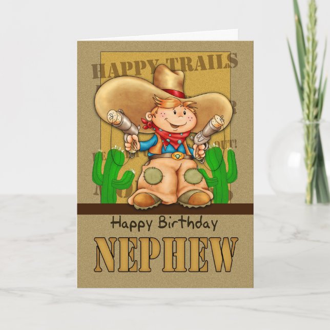 Carte d'anniversaire de Nephew Cowboy - Rootin' To (Devant)