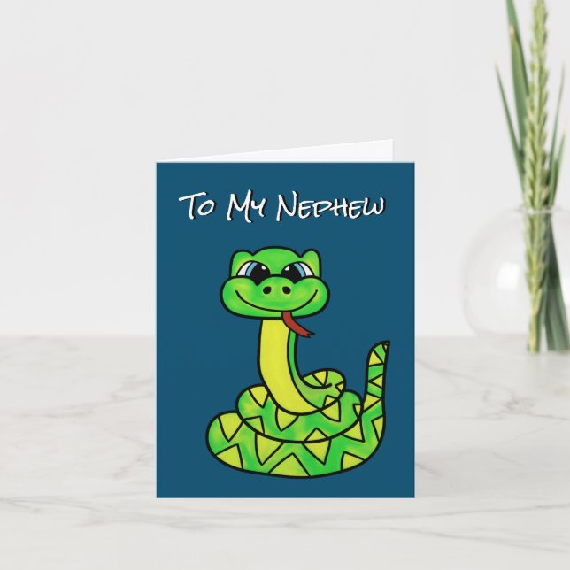 Carte d'anniversaire de Nephew - Funky Snake (Devant)