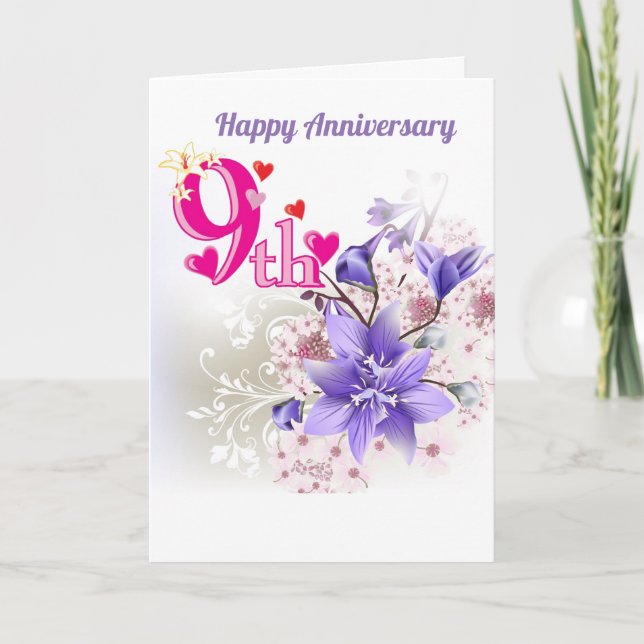 Carte d'anniversaire de neuvième mariage (Devant)