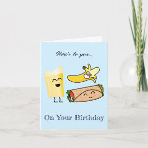 Carte d'anniversaire de nourriture mignonne et heu