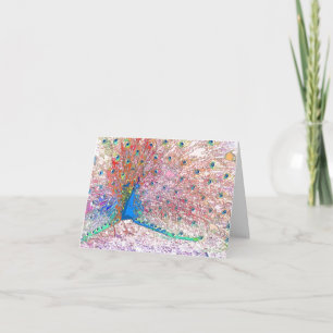 Carte d'anniversaire de paon d'arc-en-ciel