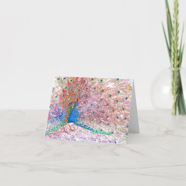 Carte d'anniversaire de paon d'arc-en-ciel (Devant)
