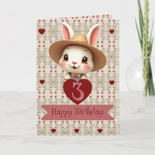 Carte d'Anniversaire de papier lapin mignonne (Devant)