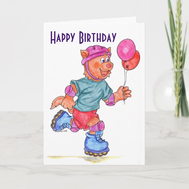 Carte d'anniversaire de patinage de rouleau (Devant)