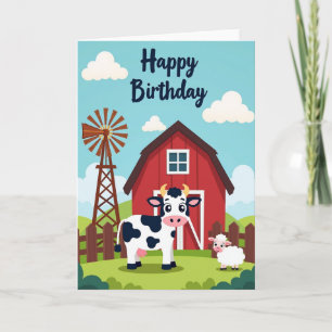 Carte d'anniversaire de pâturage de vache