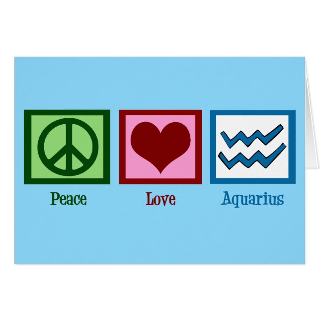 Carte d'anniversaire de Peace Love Aquarius (Devant horizontal)