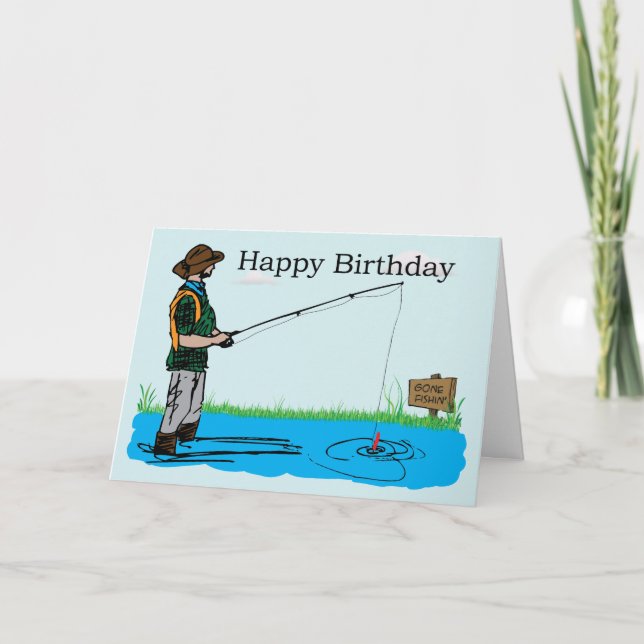 Carte d'anniversaire de pêche (Devant)