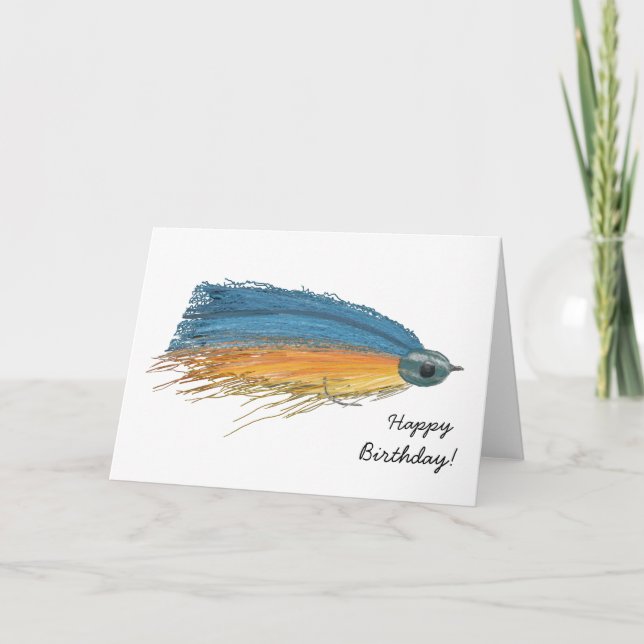 Carte d'anniversaire de pêche à la mouche colorée (Devant)