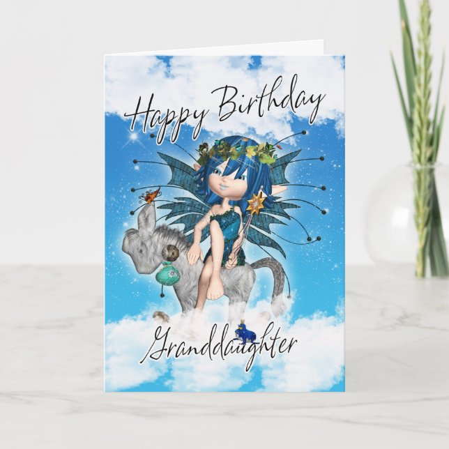 Carte d'anniversaire de petite-fille - avec la fée (Devant)