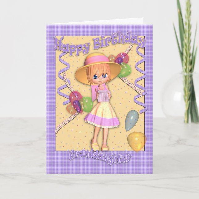 Carte d'anniversaire de petite-fille - petite (Devant)