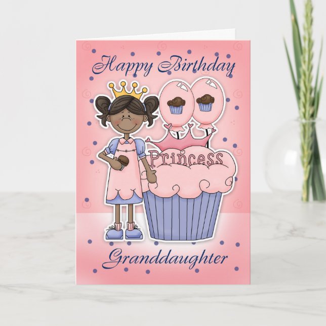 Carte d'anniversaire de petite-fille - princesse (Devant)