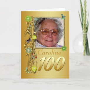 Carte d'anniversaire de photo de jardin d'or 100th