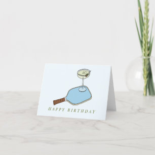 carte d'anniversaire de pickleball et martinis