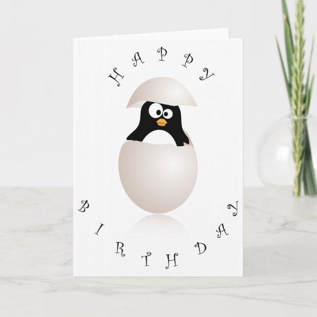 Carte d'anniversaire de pingouin mignonne (Devant)