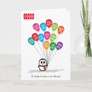 Carte d'anniversaire de Pingouin mignonne