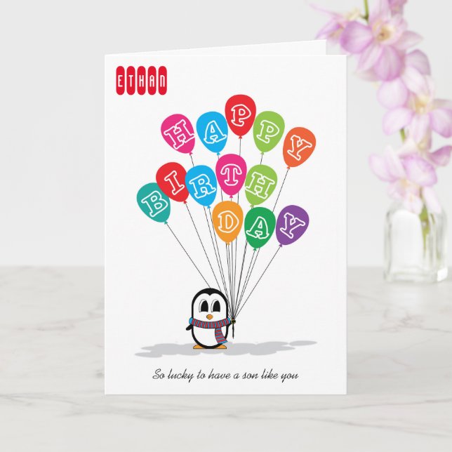 Carte d'anniversaire de Pingouin mignonne (Orchidée)
