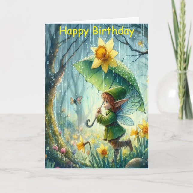 Carte d'anniversaire de Pixie Whimsical - Fée en f (Devant)