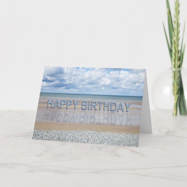 Carte d'anniversaire de plage avec lettres 3D (Devant)