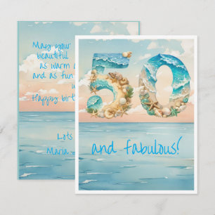 Carte d'anniversaire de plage pour 50 ans