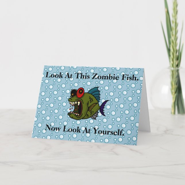 Carte d'anniversaire de poissons de zombi (Devant)