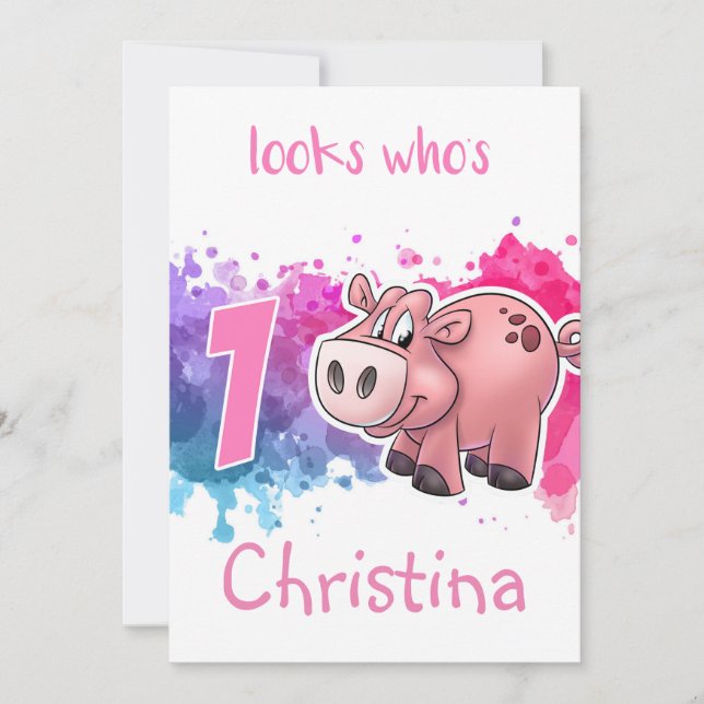 Carte d'anniversaire de porc (Devant)