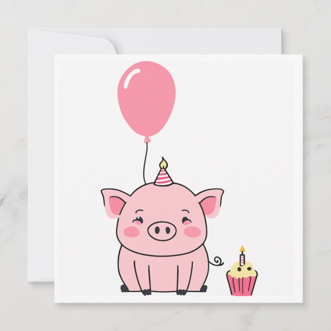 Carte d'anniversaire de porc (Devant)